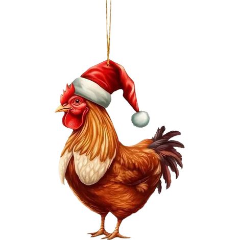 Ornement Poulet - Décoration Arbre De Noël - Style Ferme Rustique - Ornement Animal De Ferme - Lot De 1 (1/5)