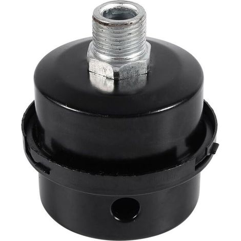 Filtre de compresseur d'air silencieux en métal noir 3/8' – Réduit bruit et poussière – Installation facile pour compresseurs sans huile (1/5)