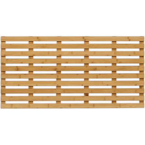 Relaxdays Alfombra Baño Bambú, Alfombrilla Ducha Antideslizante Madera, Sauna, Interior/Exterior, 100 x 50 cm, Natural