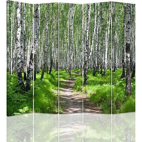 Paravent Décoratif Forêt de Bouleaux, Séparateur d'Espace - 180 x 180 cm - 1 face déco, 1 face noir (1/5)