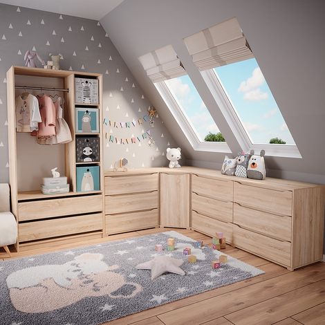 Armoire pour enfants Elmo, Sonoma, 100 x 200 cm avec 2 tiroirs, Vicco