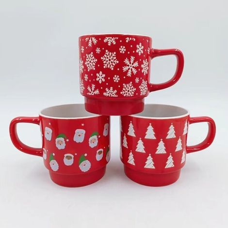 Nouvelle tasse empilable en céramique de Noël 99cm 360ml, tasse à lait, tasse à petit-déjeuner, tasse à café, tasse cadeau de Noël, Père Noël. (1/4)