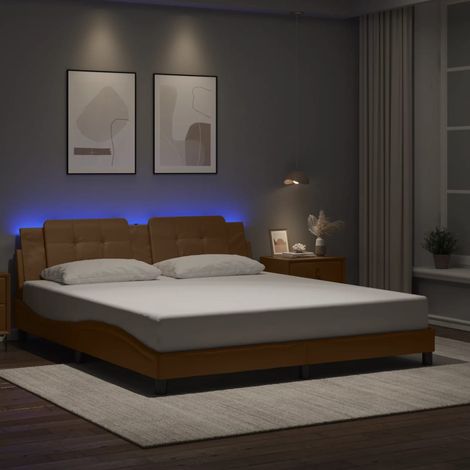 Estructura de cama con LED sin colchón Zadar capuchino 180x200 cm vidaXL (1/5)