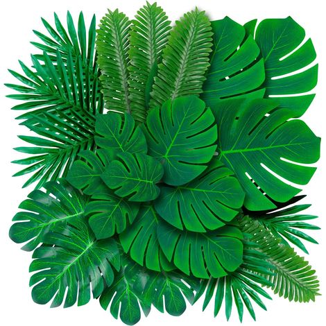 48 Pièces Feuilles de Palmier Artificielles Tortue - Décoration Végétale Simulée pour Mariage, Plantes Faux Tropicales Résistantes aux UV (1/5)