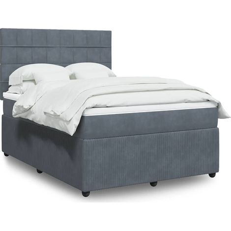 Boxspringbett mit Matratze Dunkelgrau 140x190 cm Samt vidaXL