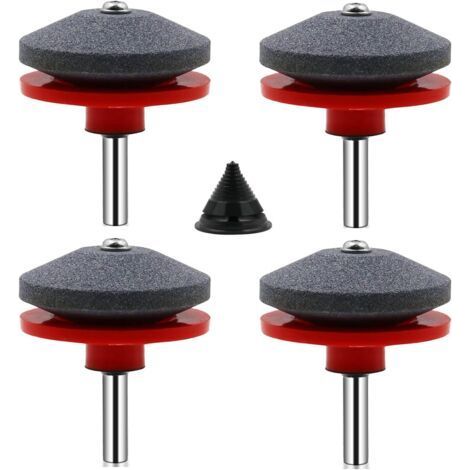 4-teiliges Universal-Rasenmähermesser-Schärfset, Trimmer-Schärfzubehör für Rasenmäher mit 1 Messer-Auswuchtset, 50 x 47 mm (1/5)