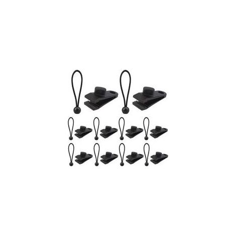 Lot de 10 clips de bâche + 10 tendeurs en caoutchouc , pinces de bâche avec verrouillage de serrage, vis de préhension, clips pour bâche d'extérieur, tente, camping, auvent (1/5)
