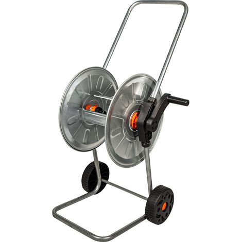 Carrello Avvolgitubo Manuale con Ruote 50 mt Tubo Ø1/2” in Acciaio Zincato Grigio Agrati (1/2)