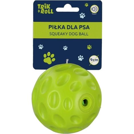 Pelota de juguete para perros con sonido, color verde, 9 cm, truco 0644 (1/4)