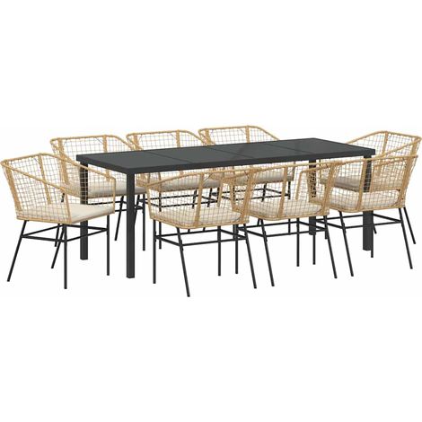 Maison Exclusive - Set da Pranzo per Giardino 9 pcs Marrone polyrattan