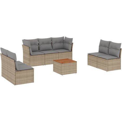 Maison Exclusive - Patio Sofa Set 7 plaza Mezcla beige y gris (1/5)