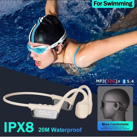 Casque Conduction Osseuse Natation - Étanche IPX8 - Lecteur MP3 Intégré - Bluetooth 5.4 Sans Fil - Écouteurs Piscine (1/4)