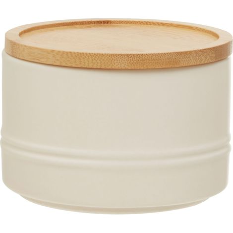 Premier Housewares Cream Small Canister Storage Containers For Kitchen Plain Items Tea Sugar Canister And More Storage Jars 11 x 11 x 7 (1/5)