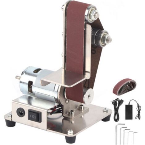 Ponceuse à bande électrique 9000r/min – Roulements doubles antidérapants – Pour ponçage métal et bois dur – Courroie 30x533mm