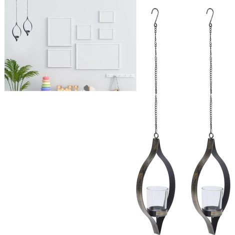 Aplique de pared vintage con cadena de hierro – Portavelas decorativo (1/5)