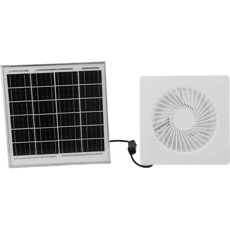 Ventilateur solaire rond blanc de 15 cm (6 pouces) avec panneau solaire de 8 W pour la ventilation et le refroidissement de la salle de bain et de la cuisine. (1/5)