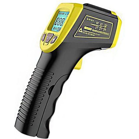 Thermometre Infrarouge, Pistolet De Temperature Laser Numerique Sans Contact -58 °F A 1112 °F (-50 °C A 600 °C) Avec Ecran Lcd, Jaune (1/3)