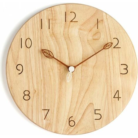 Horloge Murale Ronde Vintage En Bois De Silencieuse Et Sans Tic-tac, Facile à Lire, Pour La Maison/Le Bureau (1/4)