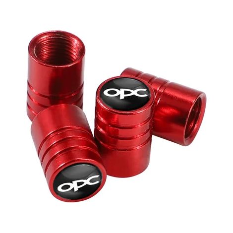 (Rouge pour OPC) 4 bouchons de valve de pneu en alliage d'aluminium, accessoires anti-poussière, compatibles avec Opel OPC Corsa Astra Insignia Mokka Grandland Vectra Zafira (1/5)