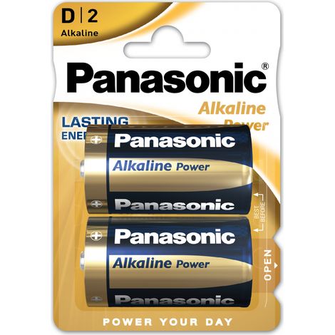 Blister da 2 pile alcaline 1,5V Panasonic "Alkaline Power" - torcia, D, LR20, MN1300