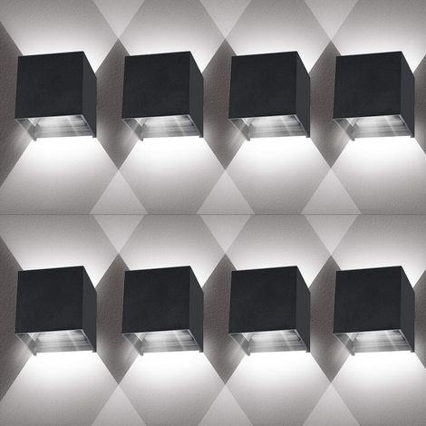 AIDUCHO 8 Pièces Applique Murale Interieur/Exterieur 12w 6000-6500k Applique Murales Exterieur Angle De Faisceau Réglable Lampe Murale Etanche Ip65 - Noir (1/5)