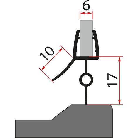 Joint inférieur pour verre 6mm, 1000 mm, noir (1/3)