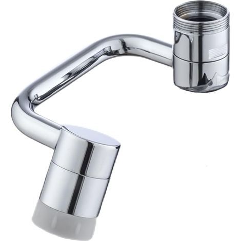Prolunga per rubinetto da bagno/cucina con paraschizzi, girevole a 1080°, con braccio robotico e aeratore integrato. Adattatore per rubinetto cromato.