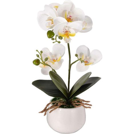 Orchidée artificielle en pot, fleur de Phalaenopsis artificielle, bonsaï en plastique, décoration pour la maison ou le bureau. (1/5)