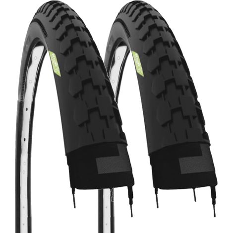 2 COPERTONI 26 X 1 1/2 (40-584) PNEUMATICI NERI 26” GOMMA BICI BICICLETTA VINTAGE BALLONCINO CITY BIKE (1/4)
