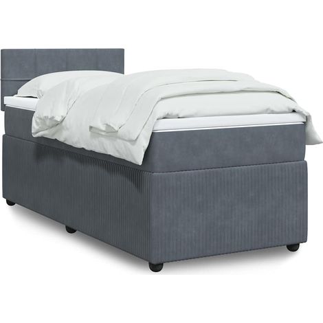 Boxspringbett mit Matratze Dunkelgrau 100x200 cm Samt