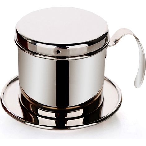 Vietnamesischer Kaffeefilter Phin aus silberfarbenem Edelstahl, Handfilter mit 2 Größen zur Zubereitung von traditionell schmeckendem Kaffee. (1/3)
