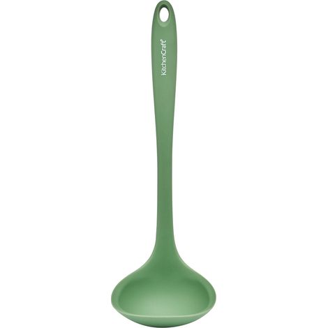 Kitchencraft silicone ladle, non-stick safe heat-resistant cooking utensil ideal for serving and stirring liquids, green, 29cm