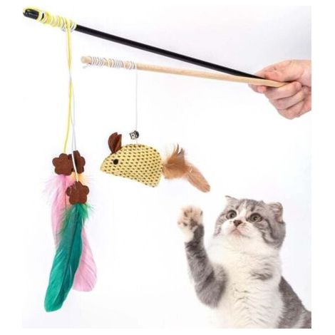 Set mit 2 Katzenangeln, interaktivem Federspielzeug, Katzengehege, Katzenspielzeughersteller