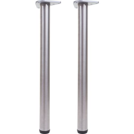 2er-Set Tischbein HHG-044, für Schreibtisch Esstischfuß Tischgestell, 73cm Edelstahl-Optik