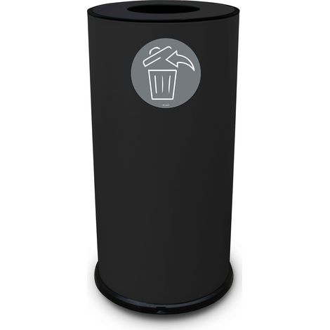 Pattumiera Per Raccolta Differenziata Ø35xh72 cm In Acciaio Verniciato 1 Scomparto Nero (1/2)