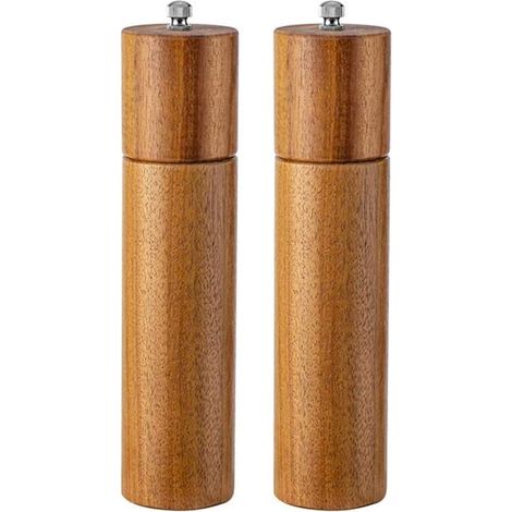 MINKUROW Set Macina Sale E Pepe In Legno Di Acacia, 20,3 Cm, Macina Regolabile E Ricaricabile, Set Regalo Da Cucina [2 Pezzi] (1/5)