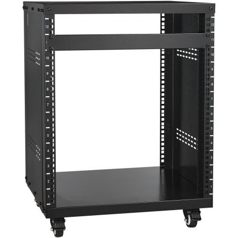 12U AV-Rack-Ständer, 500 lbs Kapazität, Netzwerk-Stereo-Aufnahmestudio-Rack mit feststellbaren Lenkrollen, runden und quadratischen Löchern, speziellen Belüftungsöffnungen für die Montage von 19-Zoll- (1/5)