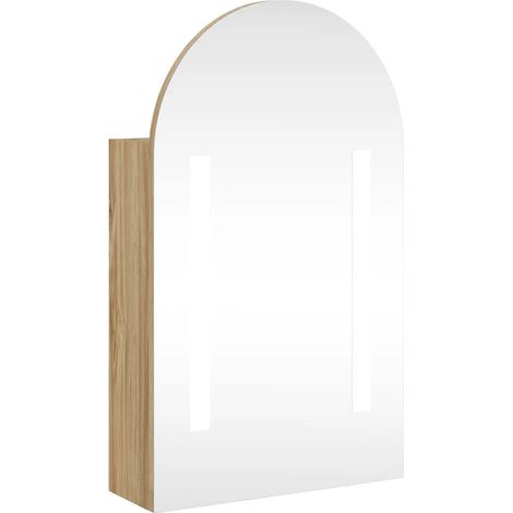 Armadietto da bagno con specchio LED design pulito da parete 42 x 13 x 70 cm con ripiani regolabili in legno di rovere 020047276