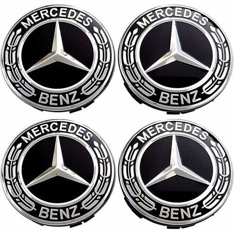4 pièces Cache Moyeux - Compatible with Mercedes Benz - 75mm - Cache de Roue Centrale - ABS - Accessoires de Voiture (1/5)