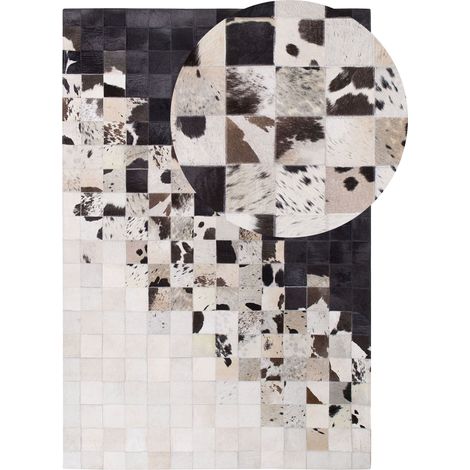 Tappeto in pelle color bianco e nero 140 x 200 cm Kemah