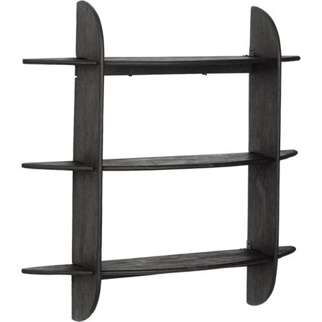 Mensola "West Wood" struttura in legno di mango per interno -Nero / 3 posti (1/4)