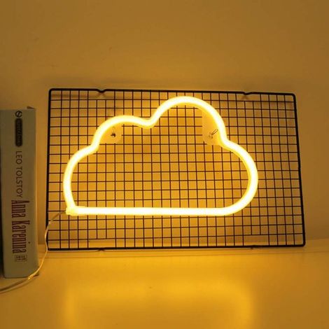 Neon Lights LED nuage signes mur lumière chambre décoration intérieure Night Lights batterie et USB Exploité lumières néon des enseignes au néon blanc chaud pour Bar Enfants Chambre bébé Tuyau de soi- (1/5)