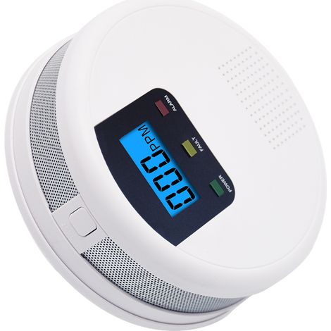 Détecteur de monoxyde de carbone avec écran LCD, alimenté par piles, alarme sonore et lumineuse à faible consommation, pour la maison, la cuisine, le restaurant, l'hôtel ou le bureau. (1/2)