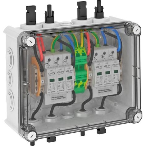 OBO Bettermann Generatoranschlusskasten 2x1 PV-String auf 2 WR-MPP+MC4 1000V DC lichtgrau RAL 7035, 5088556 (1/3)