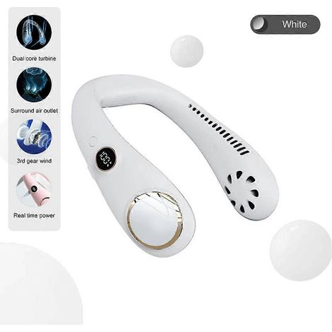 Ventilateur de cou suspendu pour l'été, avec affichage numérique LED, sans pales, idéal pour les sports de plein air, les voyages et un usage personnel.