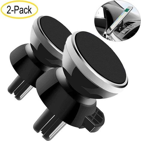 Supporto magnetico per telefono auto, confezione da 2 supporti magnetici per smartphone da auto, gancio portatile per bocchetta dell'aria a rotazione a 360°, potenti magneti compatibili con i (1/4)