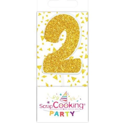 Bougie - SCRAP COOKING PARTY - Mini bougie dorée - Décoration anniversaire - Utilisation intérieure - Mixte