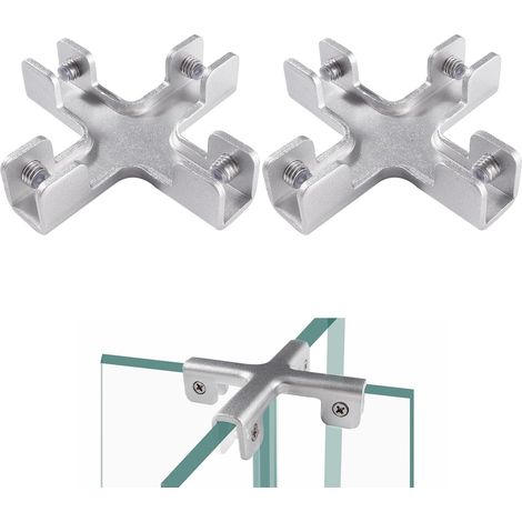 Stück 13,5-mm-Glasklemmen, Glasclips aus Aluminiumlegierung, verstellbare Glasklemmen, Glasbefestigungsclips, für 11–13 mm dickes Glas, Kreuzform (1/5)