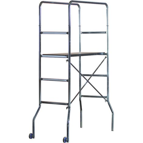 Marchetti – Ponteggio in acciaio zincato 60x130x188H – Altezza max piano lavoro 145 cm – Portata 120 kg – 2 ruote pivotanti per spostamento facile