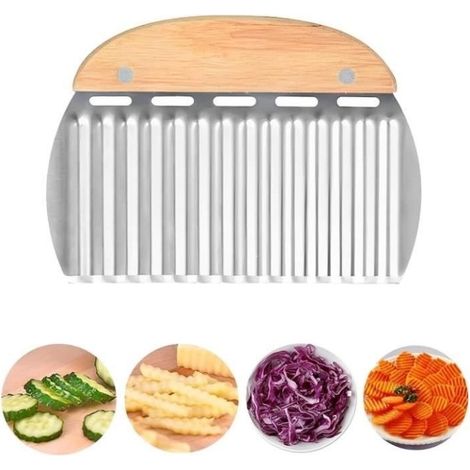 Rpanle Knife of Tranches of Apple of Ground,Knife Blade Wavy,Slicer of Fries Vague,Patate Blade Wavy Cutting in Steel (1/4)